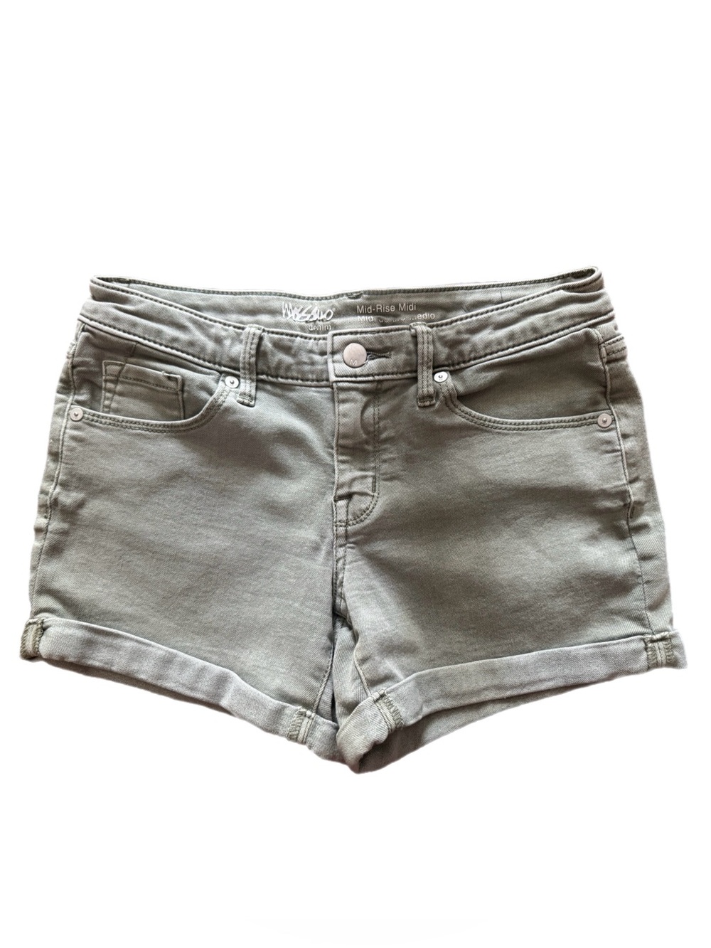 Mid-Rise Olive Green Women’s Denim Shorts